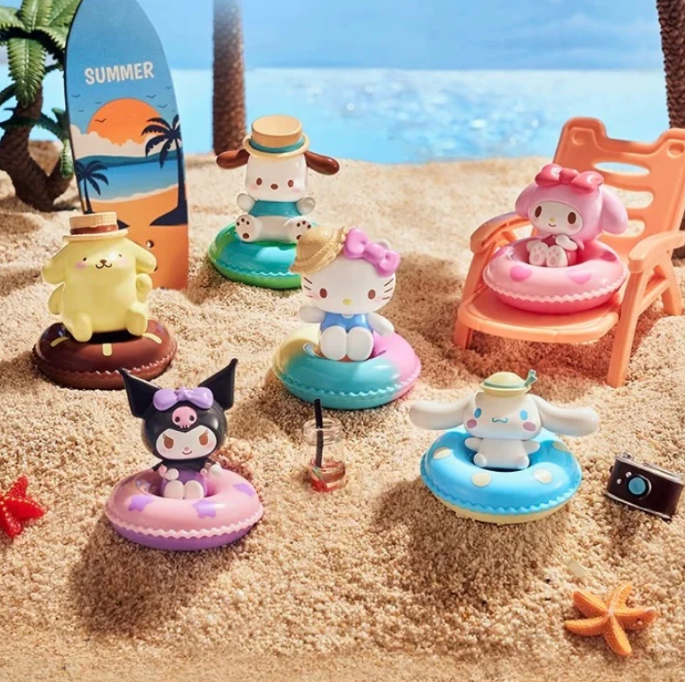 Sanrio Swimming Ring Mini Bean Toy Doll,3 In 1 Bag