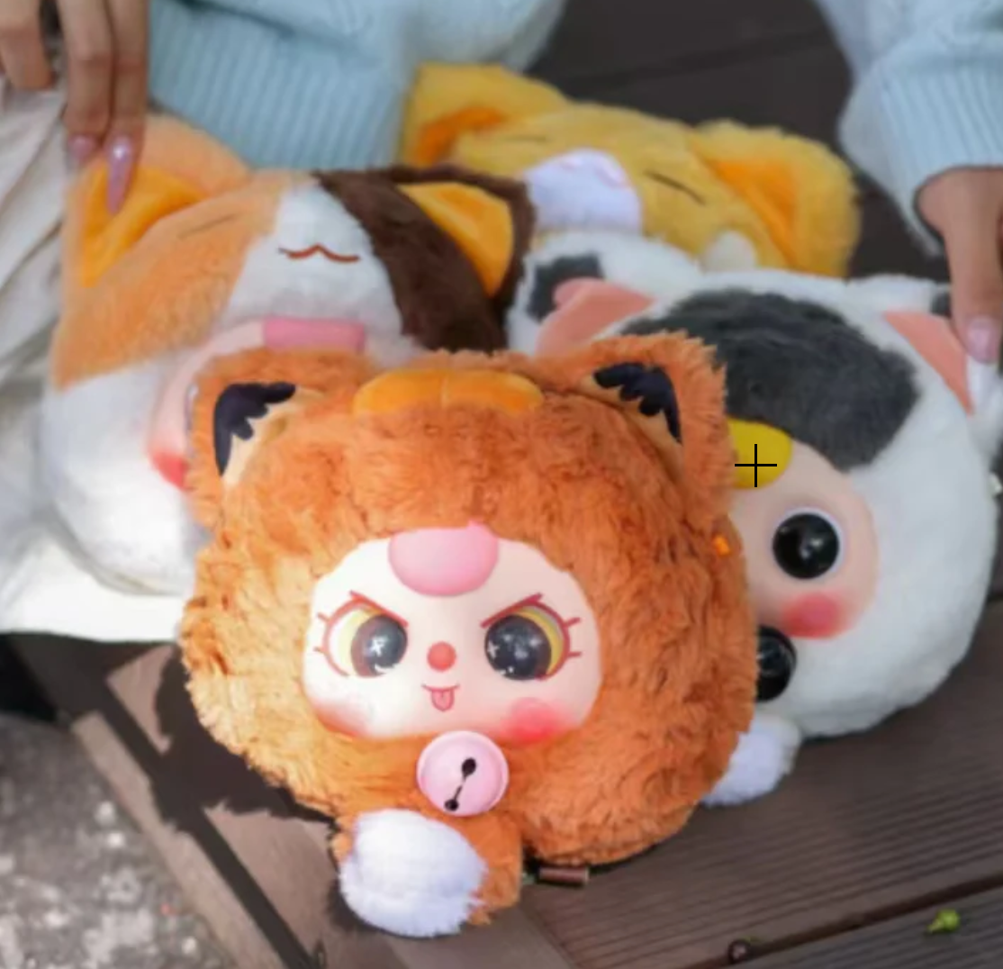 Baby Three Fortune Cat Zipper Bag Plush Lucky Cat toy doll