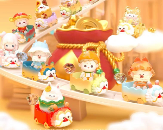 HeyDolls Good Luck Dragon Train Mini Bean,4 In 1 Bag toy doll