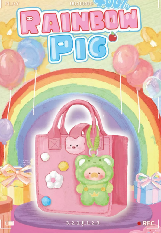 Rainbow Pig Plush with Bag toy doll