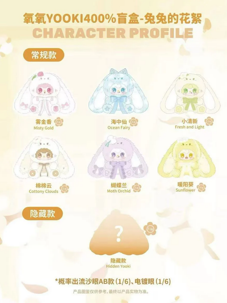 Yooki 400% 4TH Generation Bunny's Floral Fragments Plush toy doll