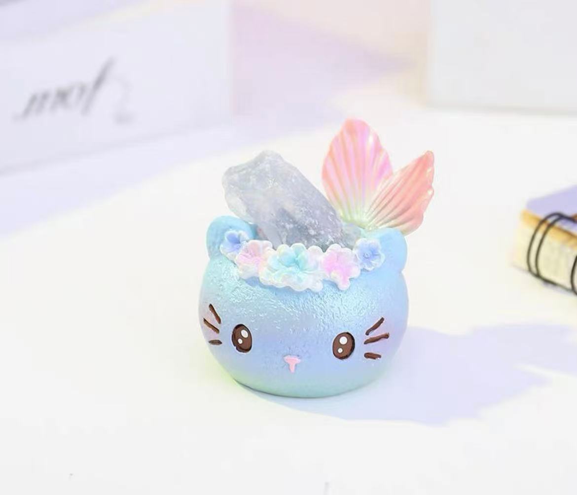 Kitty Mermaid Crystal Figure Toy Doll