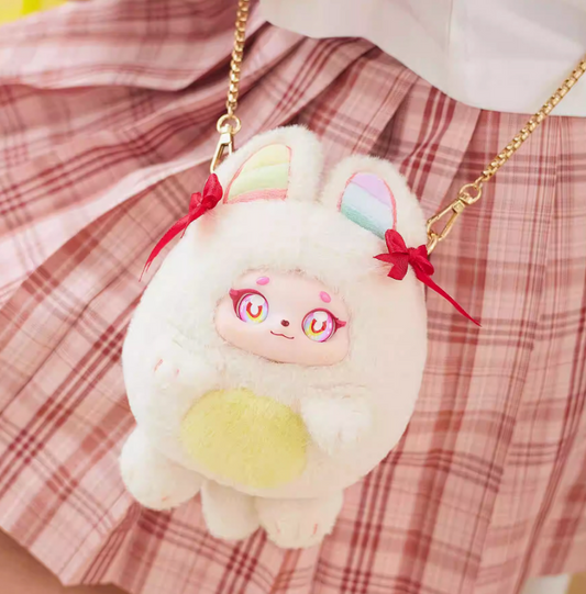 Puff colorful ball zipper crossbody bag toy doll