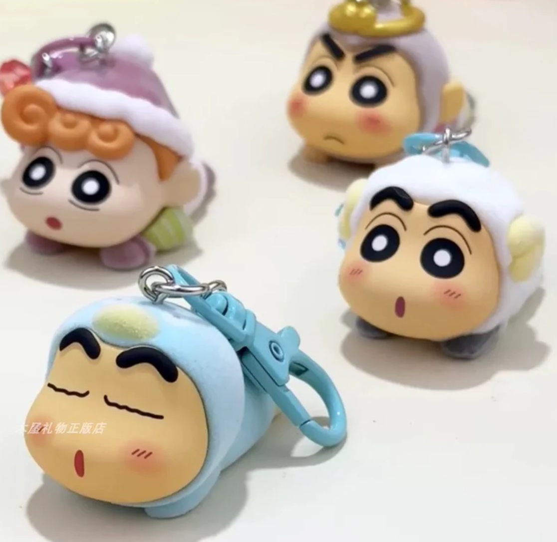 Shinchan Fuzzy Lying Party Keychain toy doll