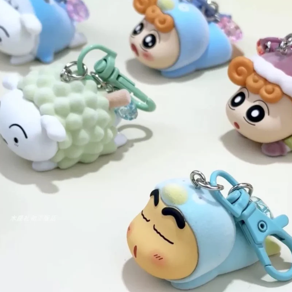 Shinchan Fuzzy Lying Party Keychain toy doll
