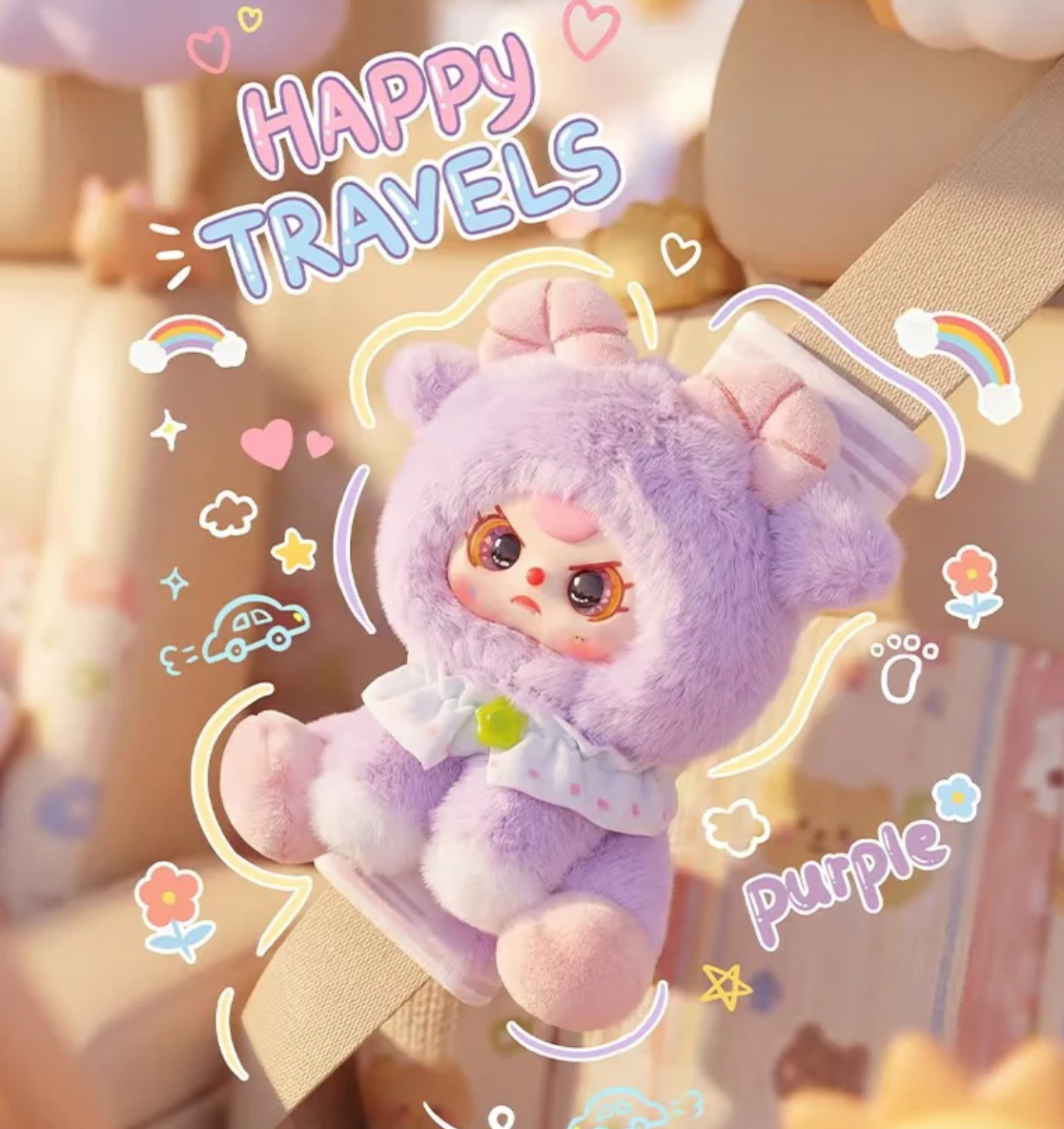 Baby Three Seat Belt Shoulder Pad Plush Toy Doll