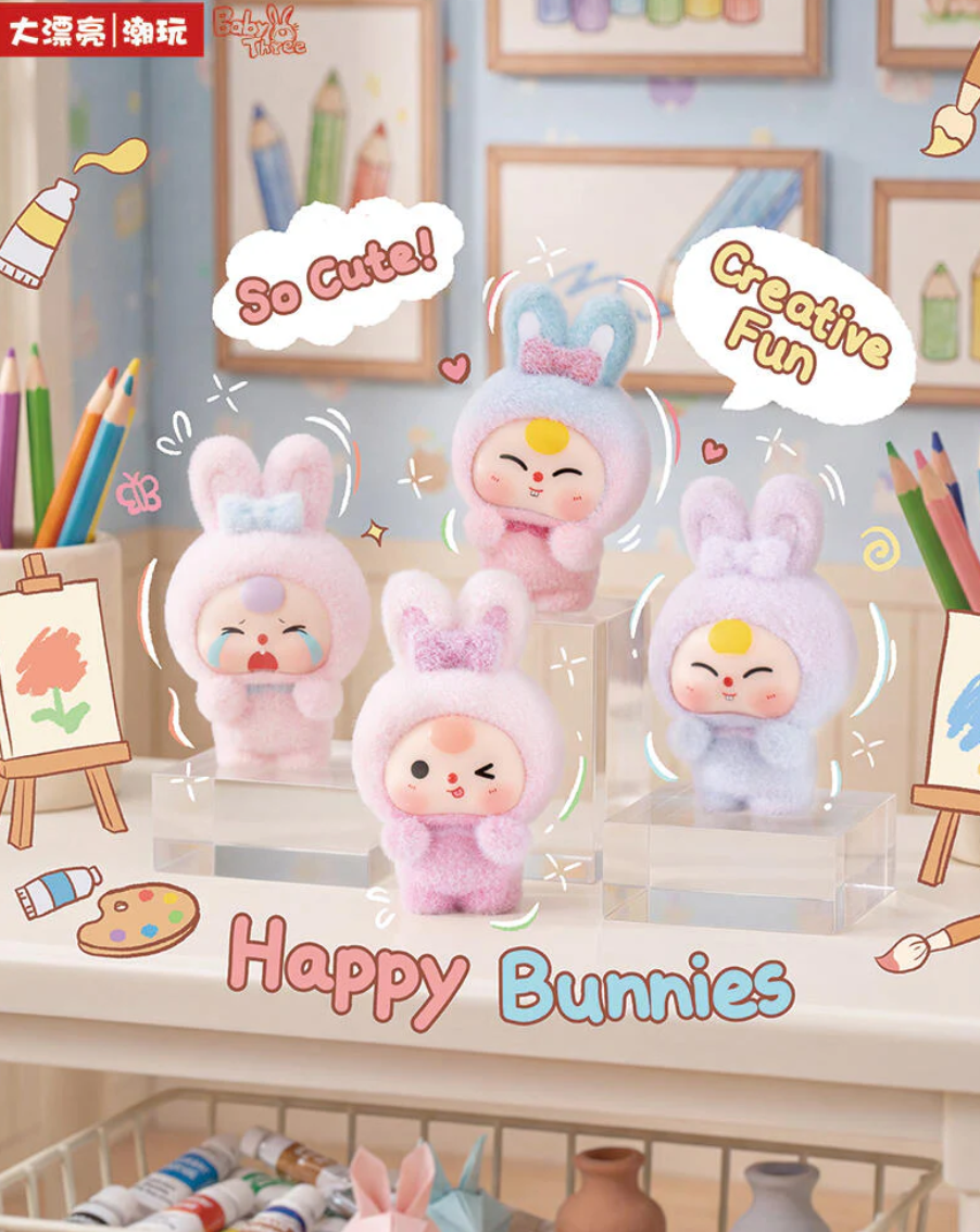 Baby Three Fluffy Bunny Town Bean Toy Doll