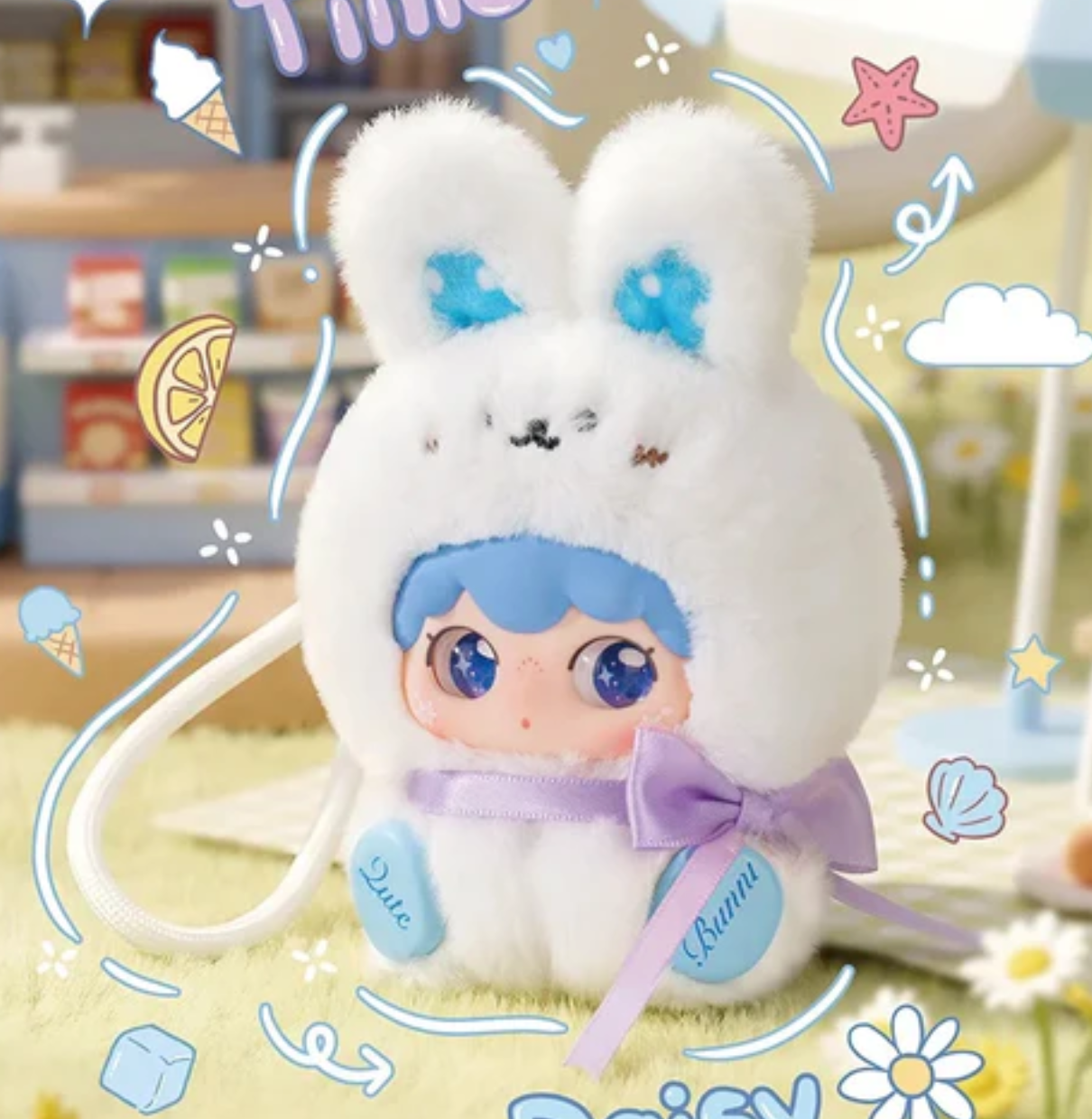Kimipapa Animal Sitting in a Row Plush  Toy Doll
