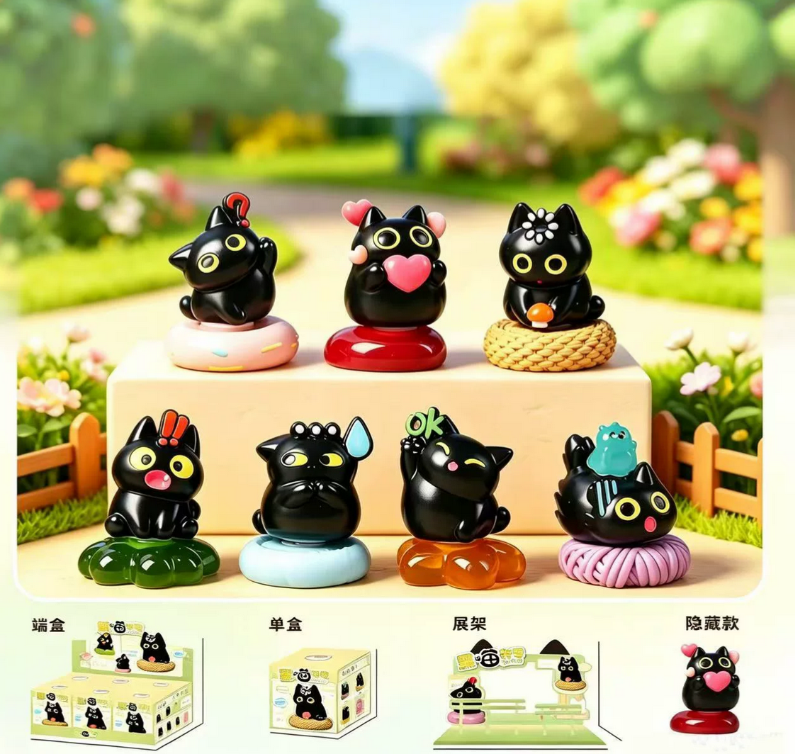 Black Cat Symbol Spinning Figure Toy Doll
