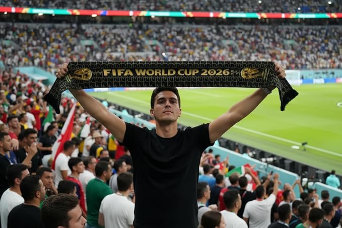 FIFA World Cup Scarf 2026 Edition,High Definition Universal Polyester Trophy Scarf ,Gameday Fan Wear for all Matches from New York to Miami, Dallas to Los Angeles