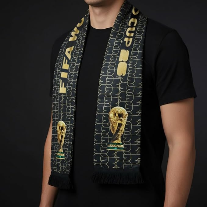 FIFA World Cup Scarf 2026 Edition,High Definition Universal Polyester Trophy Scarf ,Gameday Fan Wear for all Matches from New York to Miami, Dallas to Los Angeles