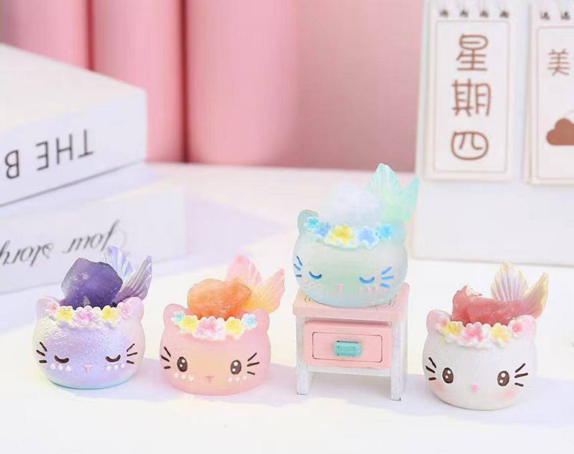 Kitty Mermaid Crystal Figure Toy Doll