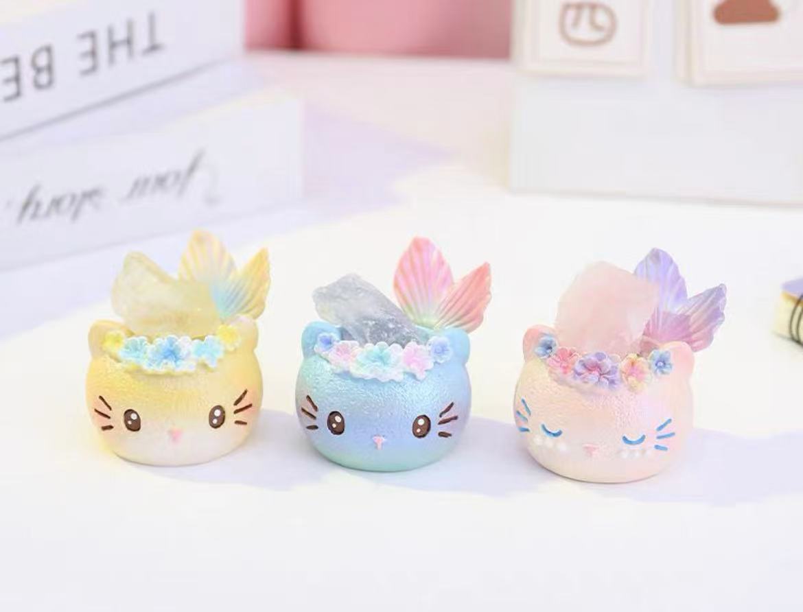 Kitty Mermaid Crystal Figure Toy Doll