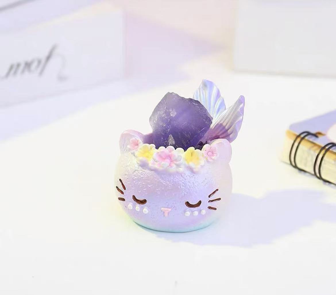 Kitty Mermaid Crystal Figure Toy Doll