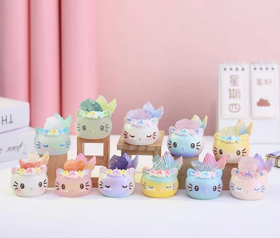 Kitty Mermaid Crystal Figure Toy Doll