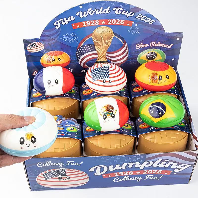 【PREORDER】World Cup Dumpling Squishy Toy with Steam Box for Stress Relief