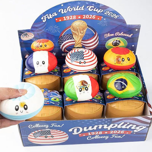 【PREORDER】World Cup Dumpling Squishy Toy with Steam Box for Stress Relief